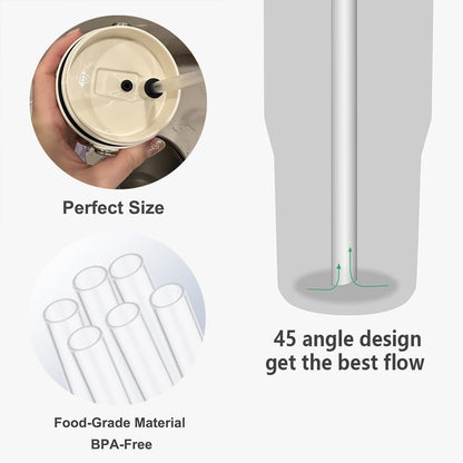 Stanley Replacement Straws - Compatible with IceFlow Flip Straw Tumblers 30 oz & 64 oz | 6 Straws & Cleaning Brush Included