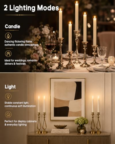 Real Wax LED Flameless Taper Candles 9.8in Window Candles with Remote 6 Pack - Variation of THIS listing