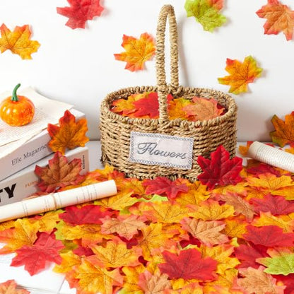 Fake Fall Leaves Foliage - Autumn Maple Leaf Decor 400 pcs, Green