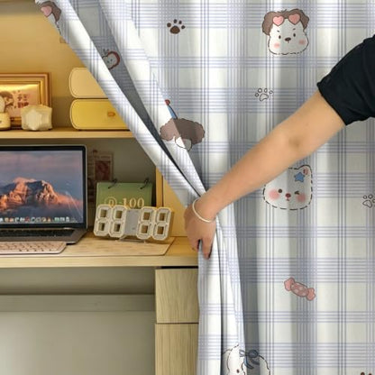 Magnetic Bunk Bed Curtains for Bottom Frame - Beige Privacy Canopy