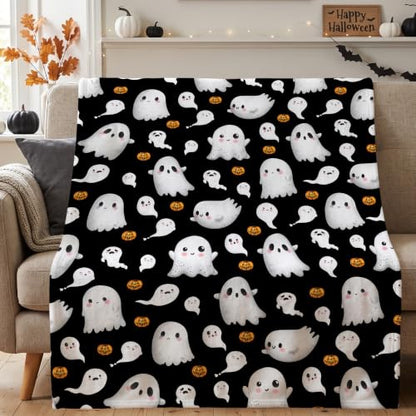 Halloween Throw Blanket A-Ghost 30x40in Ultra-Soft Flannel Cozy Decor