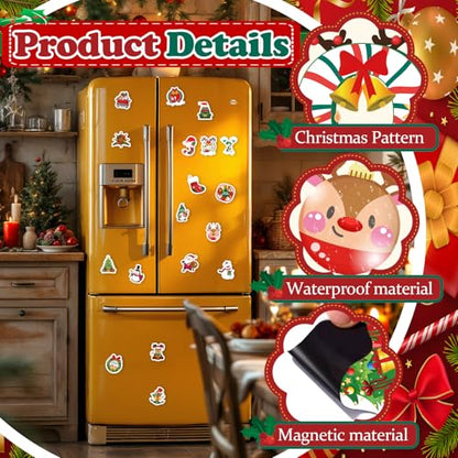 Christmas Cruise Door Magnets - 26-Piece Holiday Decorative Stickers for Refrigerator, Car, Garage, and More