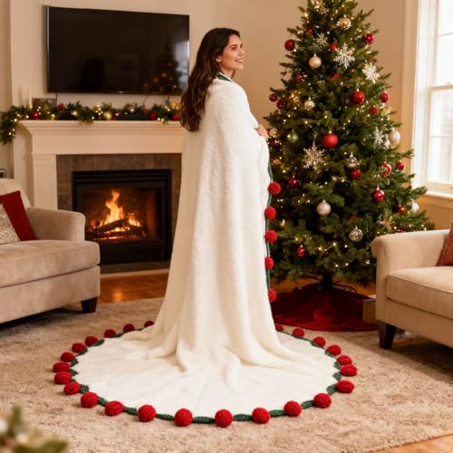 Crochet Flower Bouquet Blanket for Women - 74 Inch Valentine Gift, Rose / 74in