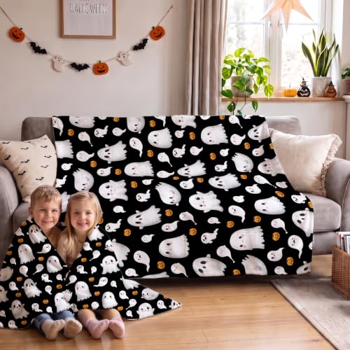 Halloween Throw Blanket A-Ghost 30x40in Ultra-Soft Flannel Cozy Decor