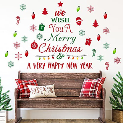 3 Pieces Christmas Wall Decals Snowflakes Quotes Holiday Stickers for Door & Wall Decor