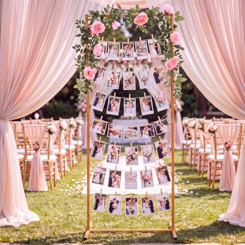 Metal Photo Display Board for Wedding Party - 59 Inch Gold Frame - Classic Style