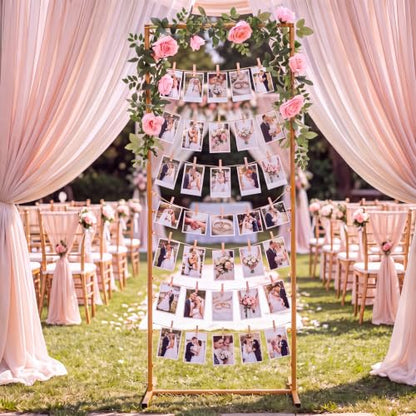 Metal Photo Display Board for Wedding Party - 59 Inch Gold Frame - Classic Style