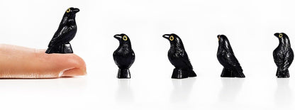 Skiennix Halloween Miniature Crow Figurines - 100 Pcs Tiny 1'' Resin Animal Ornaments for Craft Decor