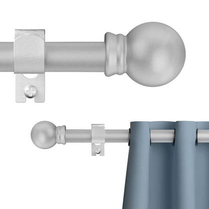 Silver Curtain Rods for Windows 28 to 48 Inch,5/8 Inch Diameter Drapery Rods with Brackets Heavy Duty Curtain Rods for Bedroom