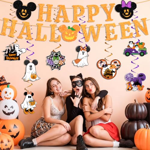 Halloween Banner Set with Glitter Letters and Spooky Decorations