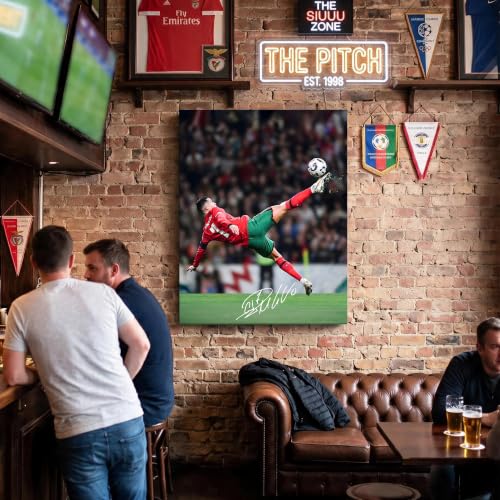 Ronaldo Signature Soccer Poster Canvas Wall Art for Boys Room - 8x10, Action Design