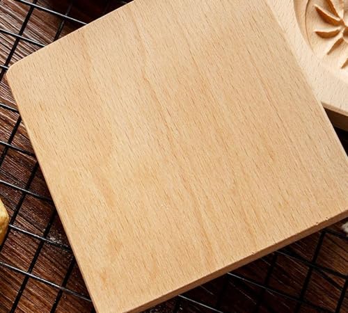 Wooden Cookie Biscuit Mold Embossed Stamp B# - Natural Beech Wood Baking Tool