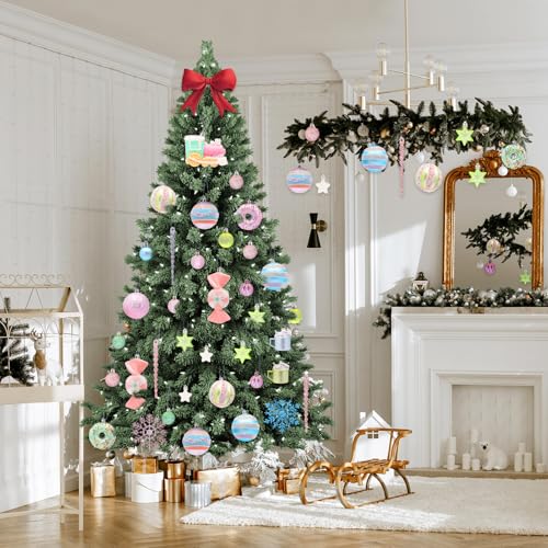 70pcs Macaron Christmas Ball Ornaments Set Candyland Tree Decorations - Shatterproof