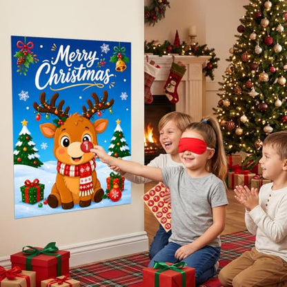 Christmas Party Pin The Nose on The Reindeer Game Xmas Deer Variation