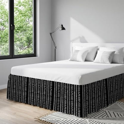 King Size Bed Skirt 16 Inch Drop Elastic Dust Ruffle Black Wrap Around Rustic Floral