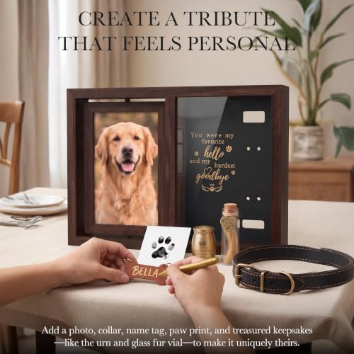 Brown Dog Memorial Shadow Box Gifts for Loss of Pet - Sympathy Keepsake