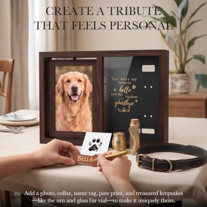 Brown Dog Memorial Shadow Box Gifts for Loss of Pet - Sympathy Keepsake