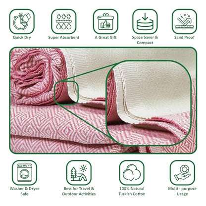 Personalized Rose Gold Turkish Cotton Towel - Custom Embroidered Anniversary Gift