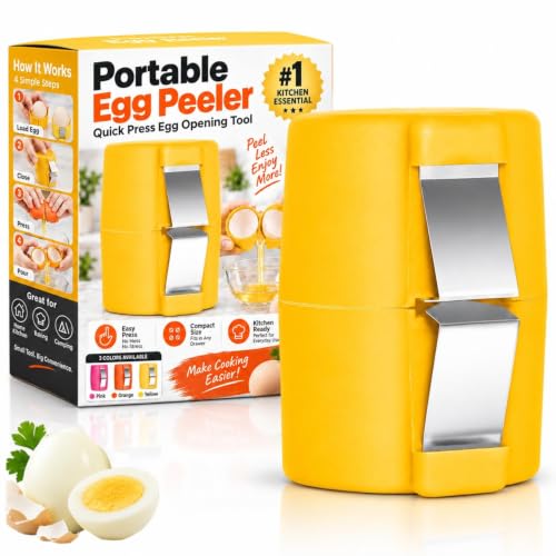 Yellow Egg Peeler Portable Kitchen Tool for Hard Boiled Eggs Crack & Peel Design