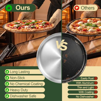 16 Inch Nonstick Stainless Steel Pizza Pan for Oven - Round Baking Tray
