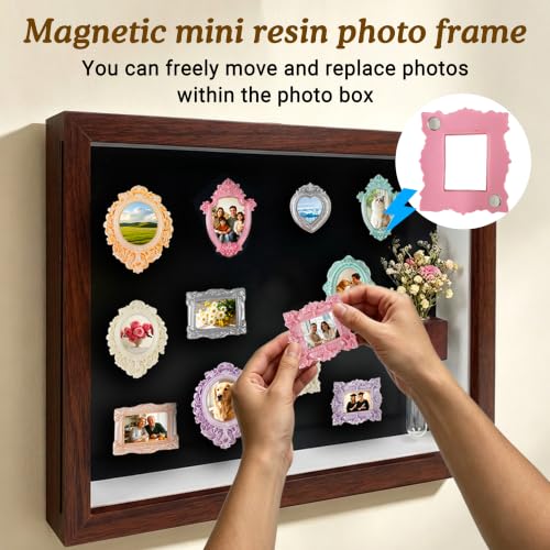 Mini Shadow Box Kit with Magnetic Frames & Mini Vase - DIY Wall Decor
