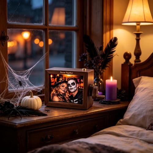 Custom Photo Flip Box with Wooden Frame, LED Light & Music - Personalized Keepsake