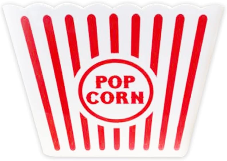 Novelty Place Classic Red & White Striped Popcorn Containers - Perfect for Movie Night | 9.25" Square x 5.9" Deep (1 Pack)