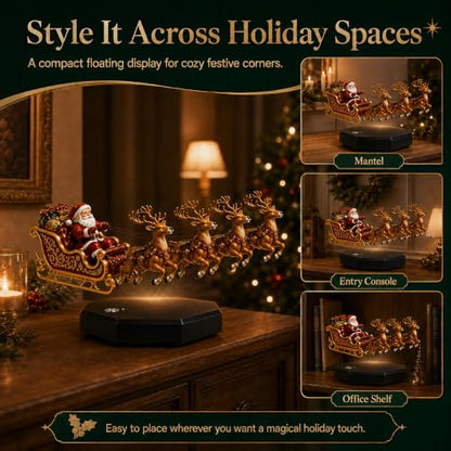 Floating Santa Sleigh - Magnetic Levitation Christmas Display for Home Decor - Red