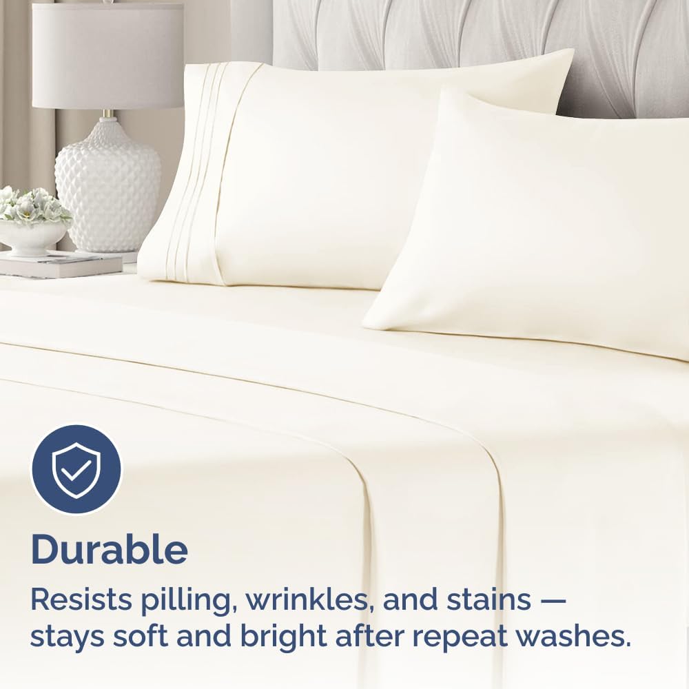 Queen Pillow Cases Set of 4 | Ultra Soft Hotel Quality Covers - Wrinkle-Free & Stain Resistant - Off White