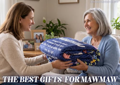 50x65 Inch Blue Flowers Flannel Throw Blanket for Mawmaw Gifts