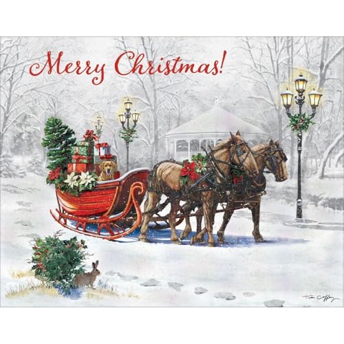 Boxed Christmas Cards Set with Holiday Artwork - 18 Cards & Envelopes