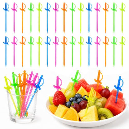 200PCS Cocktail Sword Toothpicks - Colorful Mini Sword Garnishes
