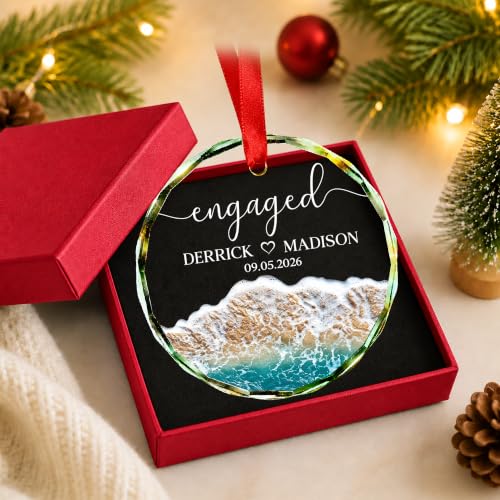 Engagement Ornament 2026 - Custom Just Engaged Christmas Ornament - Variation: Engaged 2
