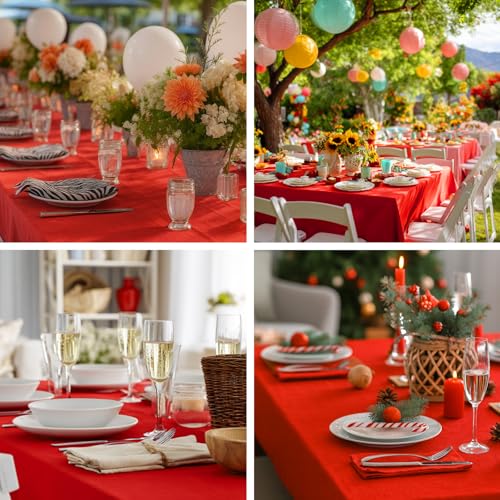 Red Rectangular Tablecloth 70 x 120 Inches - 6 Pack Polyester Cover
