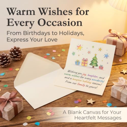 100 Pack Cream Blank Cards and Envelopes with Stickers - 4x6 Inch Stationery Set