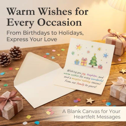100 Pack Cream Blank Cards and Envelopes with Stickers - 4x6 Inch Stationery Set