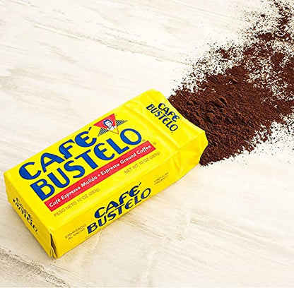 Pantry Delight Bundle - Cafe Bustelo Ground Coffee Espresso Brick Bulk, 6 Ounces Each, 3 Pack Bundled with Pantry Delight Espresso Recipe Card - Classic Bold Flavor Cuban Bustelo Coffee Beans