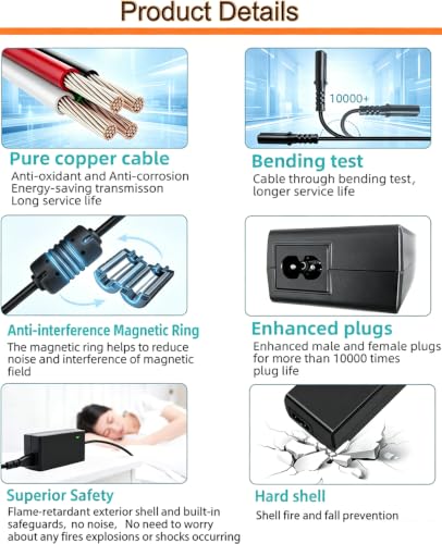 29V 2A Recliner Power Supply Kit with AC Cord & Splitter for Dual Motor Lift Chairs