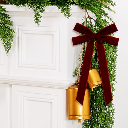Burgundy Velvet Christmas Bow Set - 36 Pack, 5.1 x 10.2 Inches