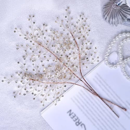 Champagne Crystal Glitter Berry Stem Ornaments for Christmas Tree & Vase Fillers - 1 Pack