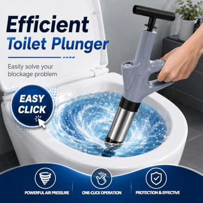 High Pressure Toilet Plunger with Pressure Gauge - Drain Clog Remover