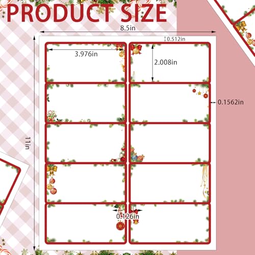 Christmas Address Labels Bulk 250 Pack - Red Green Ball Ornament Variation