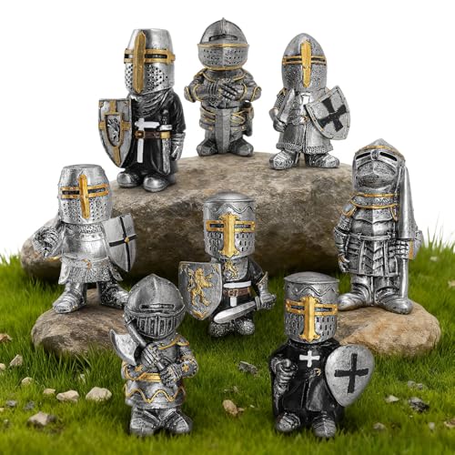 8-Piece Medieval Knight Figurine Set Resin Garden Decor Collectibles