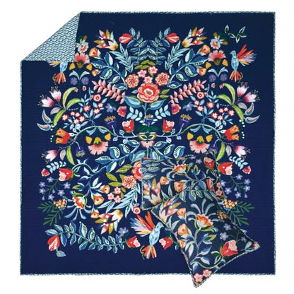 Danika Navy Quilt Set - King Reversible Cotton Bedding with Shams - Navy / Quilt - King/Cal King