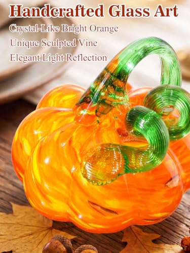 Handblown Glass Pumpkin Decor for Fall Table and Mantel Display