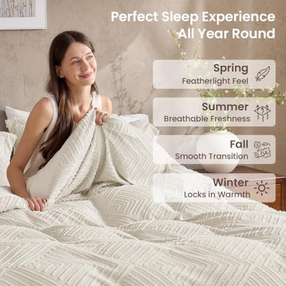 Queen Duvet Cover Set 3-Piece Ultra Soft Microfiber Boho Chic Bedding Beige Variation