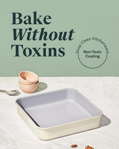 Caraway Non-Stick Ceramic 9” Square Pan - Naturally Slick & Non-Toxic Coating - Ideal for Brownies & Cakes - Black