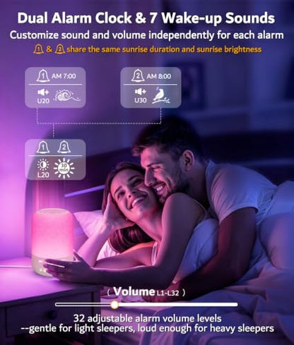 Putty Sunrise Alarm Clock with White Noise Machine & Dual Alarms