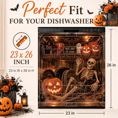 Halloween Skull Skeleton Dishwasher Magnet Cover - One Size Fall Decor