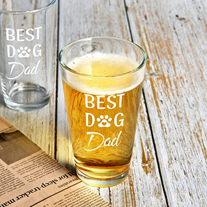 Transparent Dog Dad Beer Glass - Funny 15oz Gift for Fathers Day, Birthday, Christmas, Retirement, Anniversary